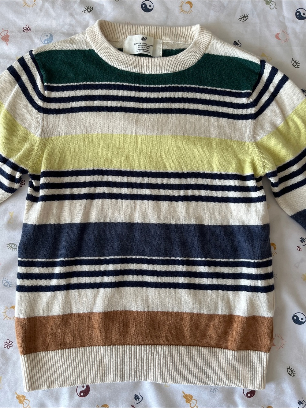 H&M Kid's Striped Knit Crewneck Sweater Multi-Color Size 4-6Y